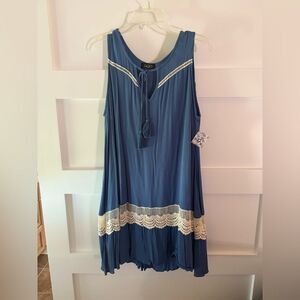 New GiGiO USA blue peasant lace dress